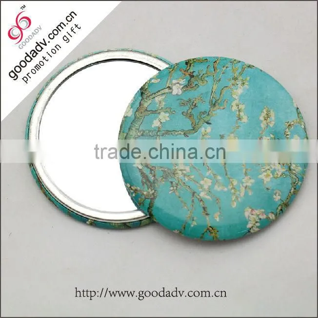 Size 58/75mm tin mirror OEM promotion beautiful cosmetic mirror