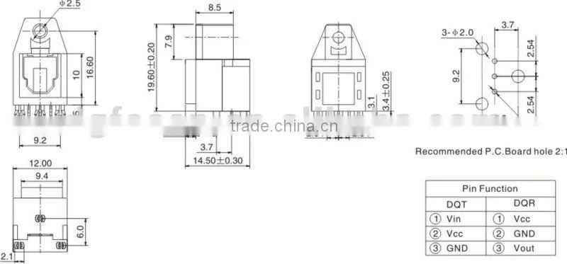 fiber optic connector/ audio jack connector DQT(R)-014