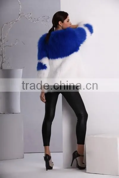 Blue and white wholesale price fox fur coat for women winter