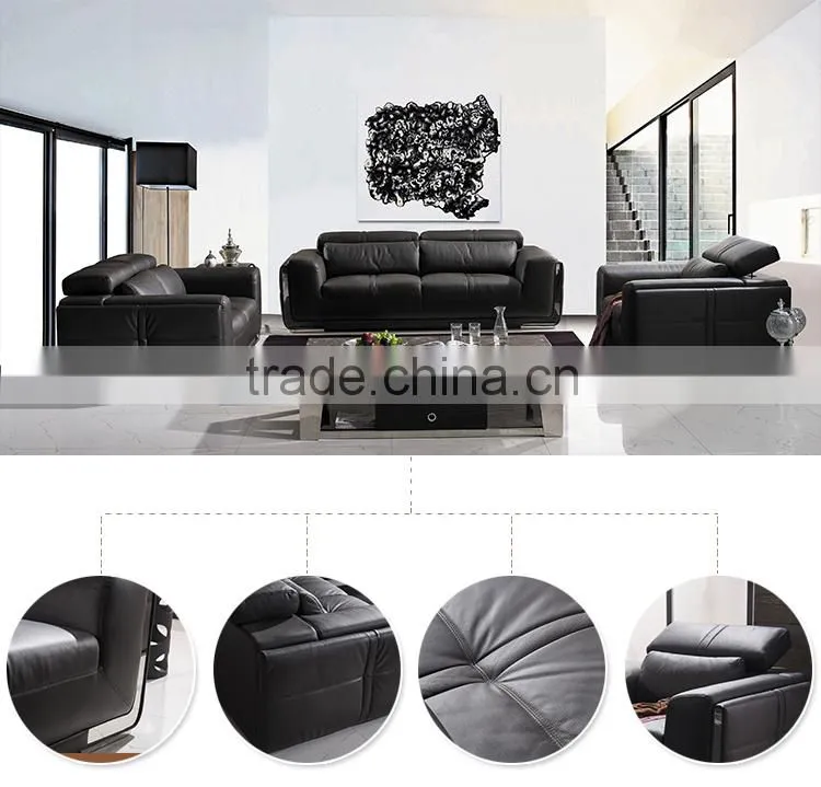Modern living room 100% top grain leather sofa set 3 2 1 seat