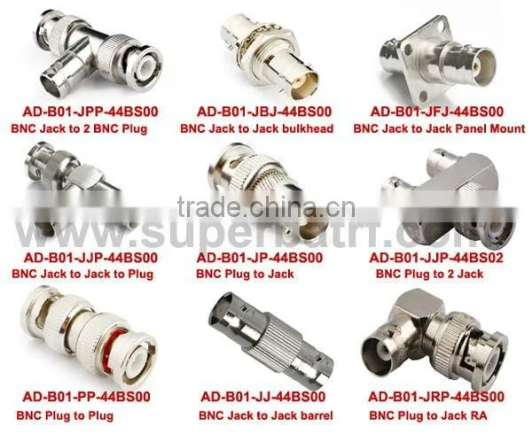 BNC adapter BNC Plug to 2 Jack "T" Type male female coupler
