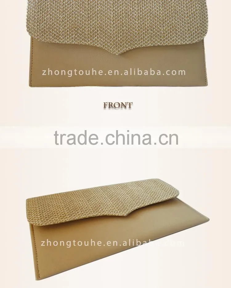 2015 wholesale vogue ladies PU/straw Messenger bag
