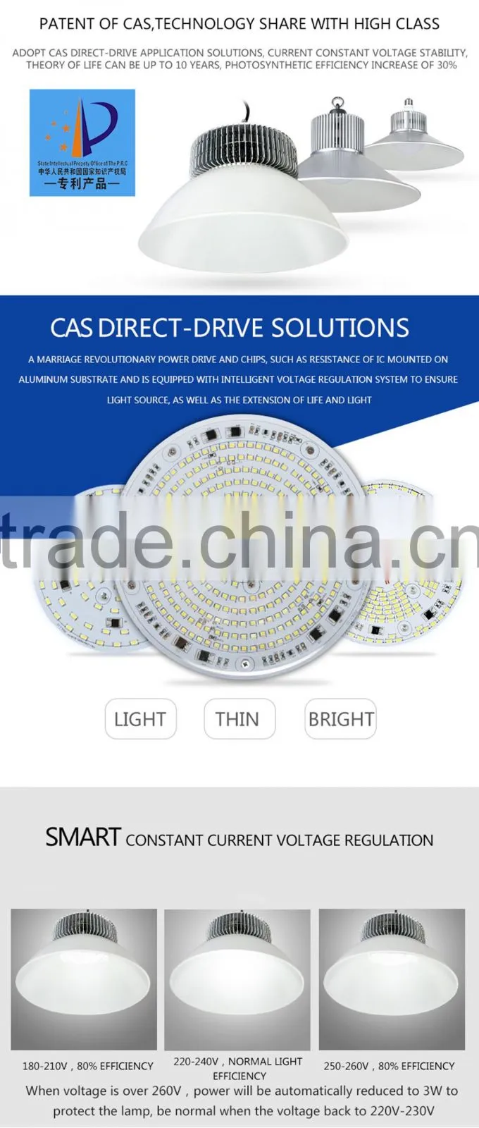 Warehouse Workshop Garage E27 20W 30W 50W 60W 100W 120W 150W 180W High Lumen Industrial LED High Bay Light