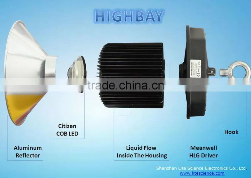 150w IP65 led high bay light, 45/90/120 degree Aluminum and PC diffuser