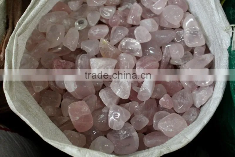 natural polished rose crystal macadam stones