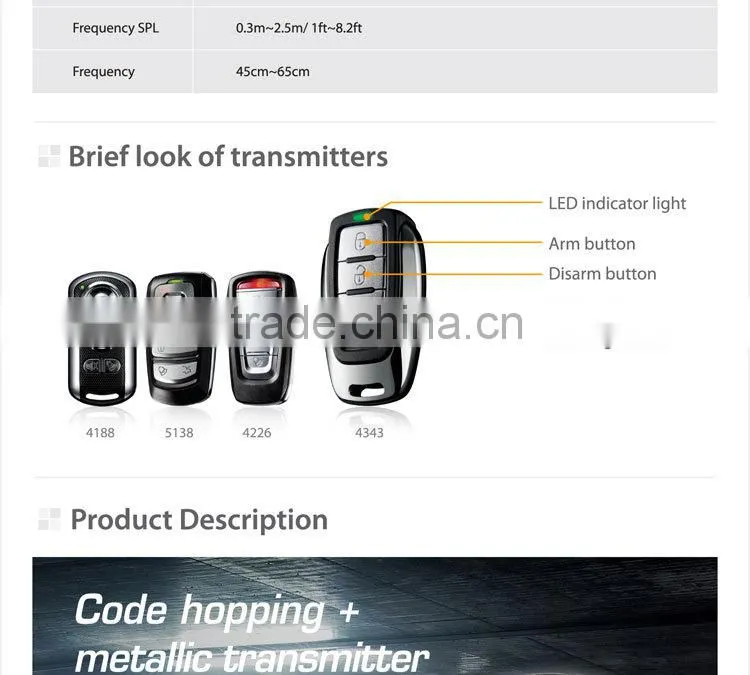 steelmate 838G NEW one way water resistant transmitter code hopping remote car alarm, car alarm system,smart car alarm system