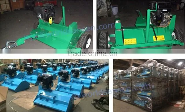 Flail Mower pull tow behind quad ATV, Gasoline ATV lawn Mower with 13-15hp engine electric or handle start