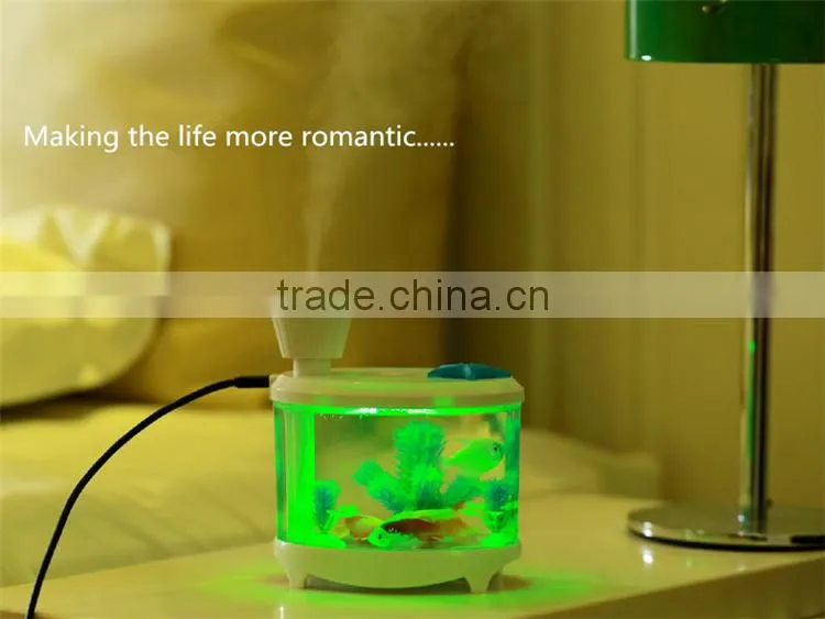 USB personal ultrasonic humidifier cool mist air purifier with led light fish tank function