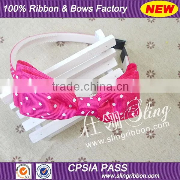 Dots Printed Ribbon Bow Headband For Kids