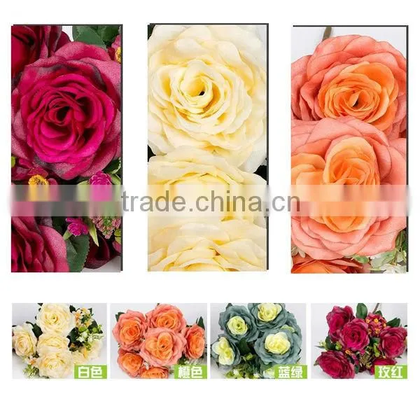 Decorative artificial table flowers/newest artificial rose flower