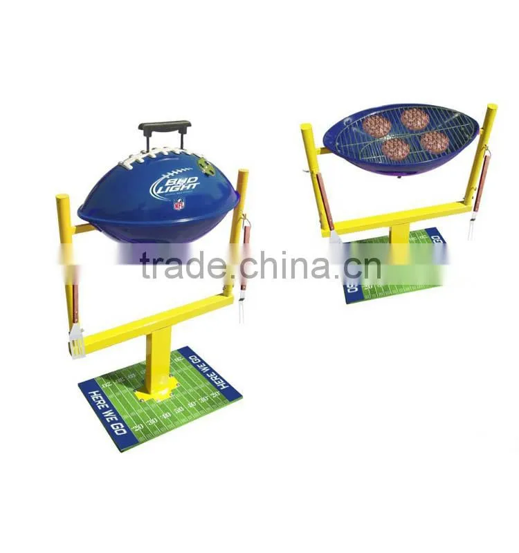 Red and blue color rugby shape helmet hibachi grills for sale