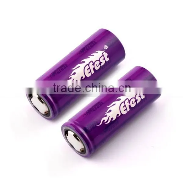 2016 new version battery Efest 26650 li-ion battery 3.7v 5200mah rechargeable batteries
