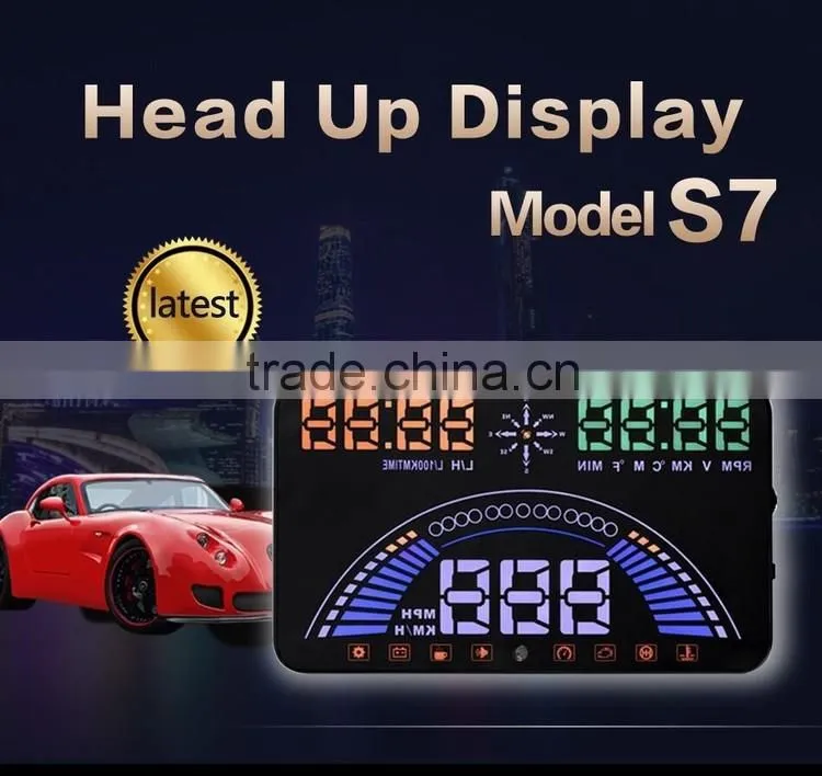 Newest HUD S7 Head Up Display HUD GPS 5.8 Inch Screen Support Cars With OBDII OBD2 Port And Free Switch