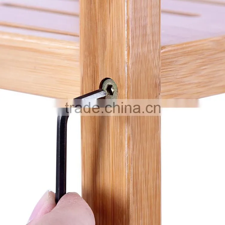 Bamboo Bathroom Tower 5-Shelf Towel Storage Standing Rack Shelving