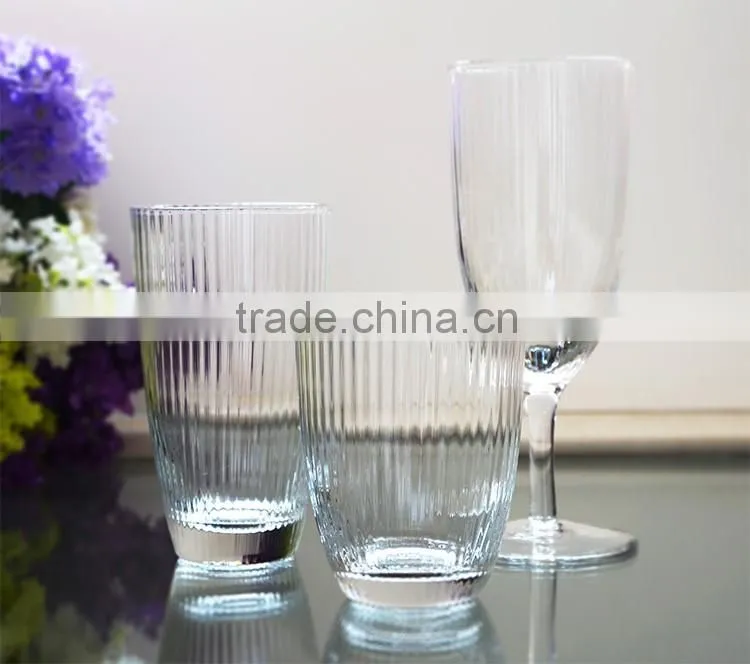Wholesale Handmade High quality Red Wine Glass With gold sliver rim
