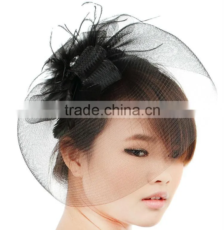 MYLOVE black wedding veil fascinator mini top hat MLSM013
