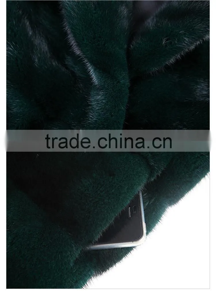 High-end dyed Dark green mink fur coat wholesale