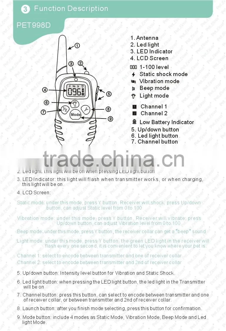 LCD Display and Remote Control E-collar for Dogs