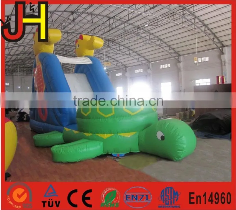Hot sale inflatable pool side, ocean theme turtle bounce house, pool water slide