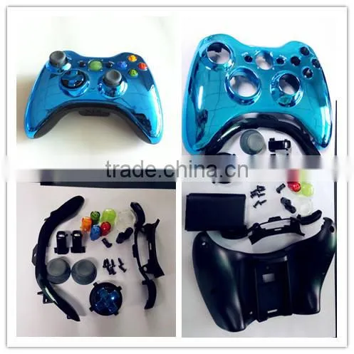 For Xbox 360 Slim Controller Chrome Shell with Black Inserts and Buttons