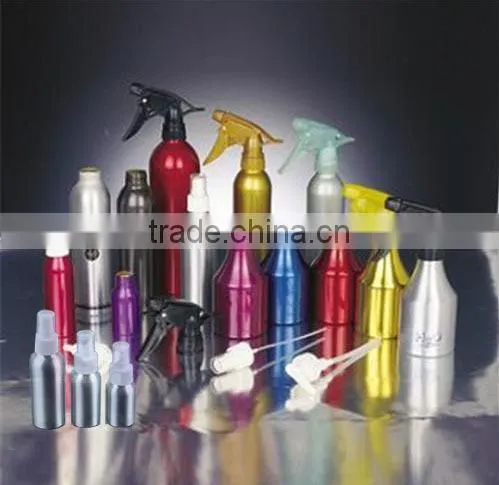 100ml silver aluminium bottle with gold mist sprayer