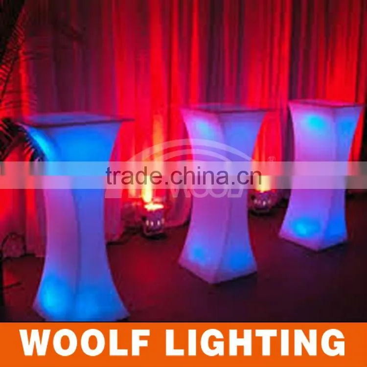 2014 hot waterproof plastic LED illuminant hotel square cocktail table