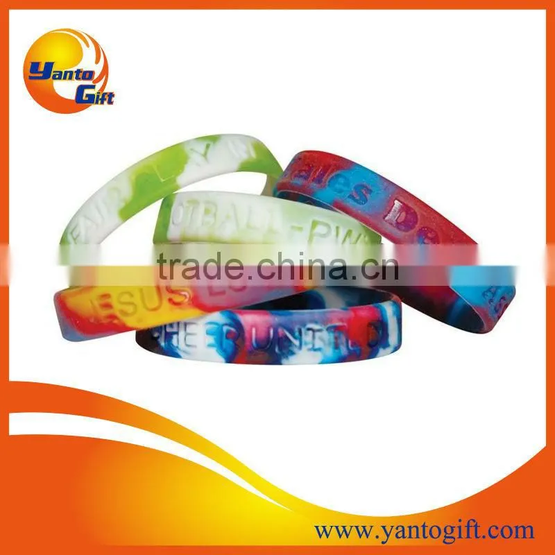 Custom logo debossed colorful silicone wristband