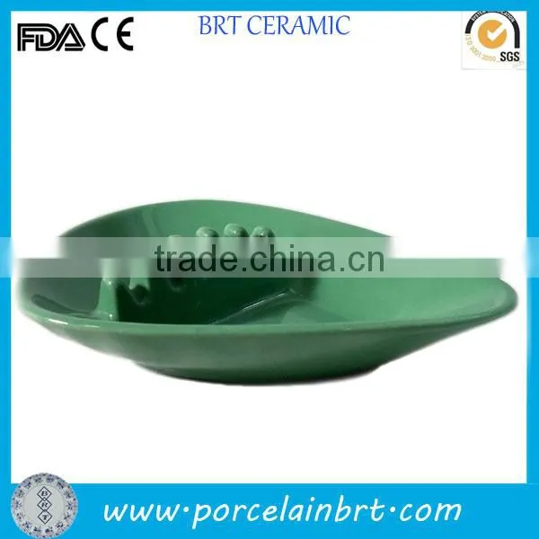 Ceramic green leaf custom made ashtray