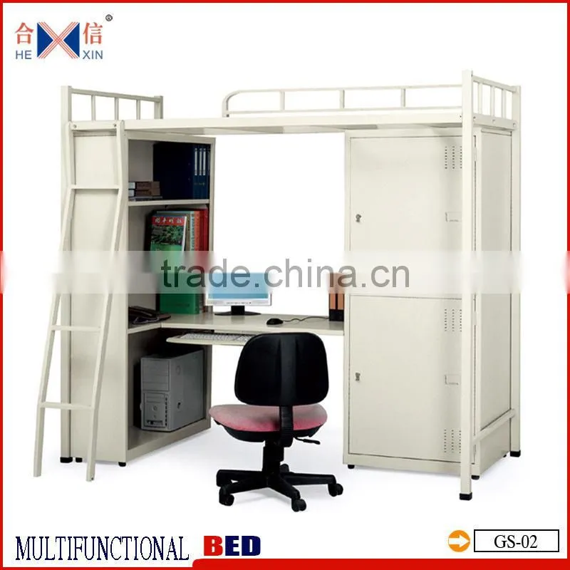 Metal bunk bed with desk