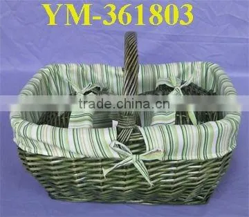 wholwsale full willow picnic basket with lid and handle