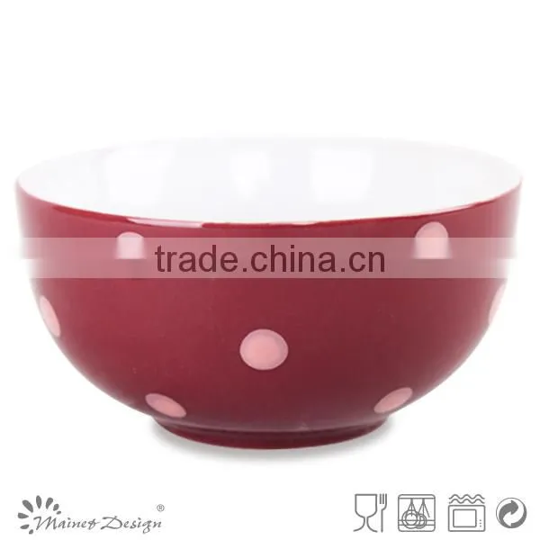 solid glaze ceramics cereal bowl with dot