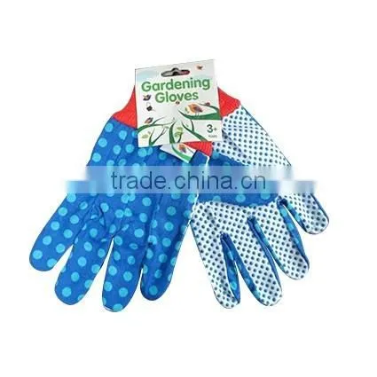 Kids Cotton Gardning Gloves With Mini PVC Dots Palm