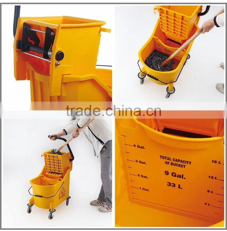 Green Wringer bucket ,Mop Bucket with Wringer,mop and bucket 33L