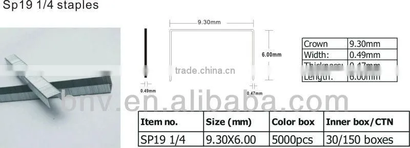 Quality silver color galvanized staple pin no.10