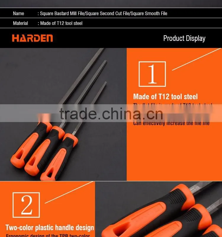 Professional Square Second Cut File With Soft Handle