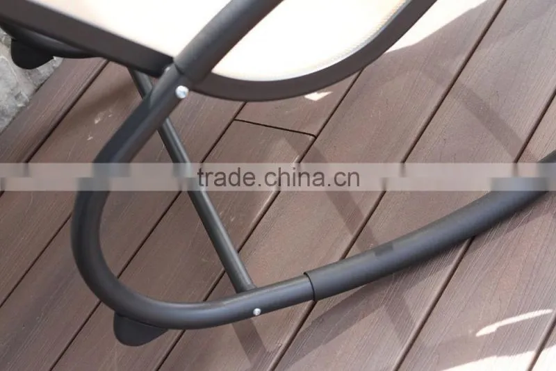 Patio Leisure Aluminum Tan Outdoor Rocking Chair with Headrest