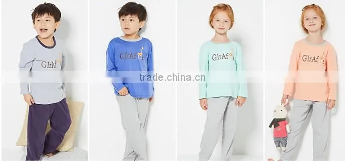 100% cotton kids pajama blank boys and girls shirts+pants pajama sleepwear baby pajamas