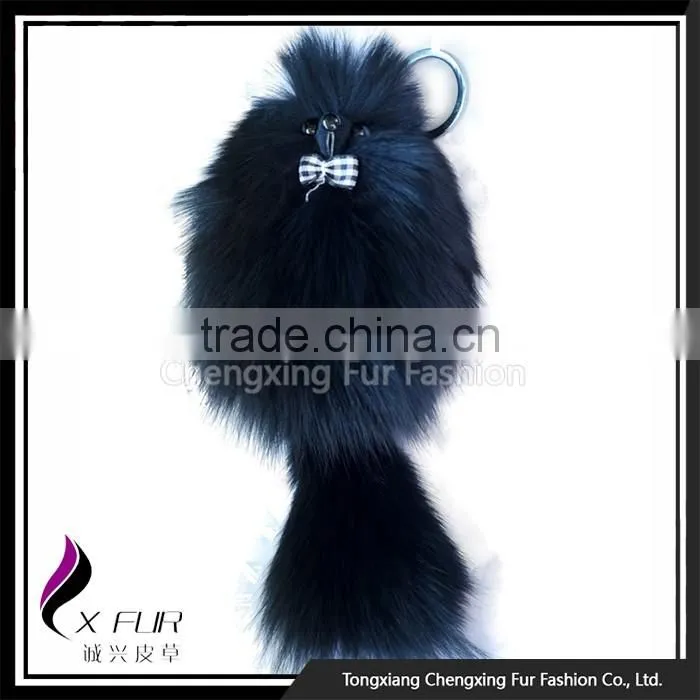 CX-R-15 New Design Promotional Ring Fox Fur Keychain