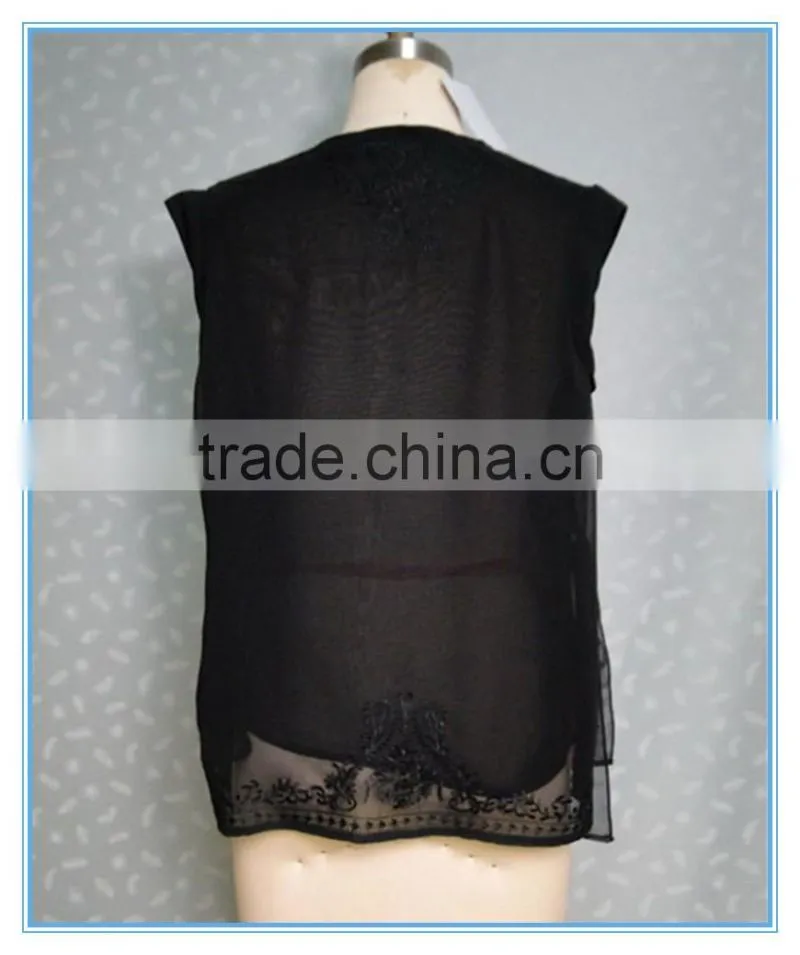 Women Fashion Chiffon Embroidery Blouse