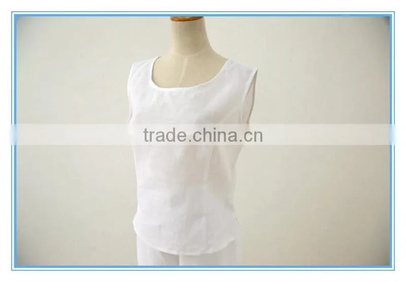 Wholesale Linen Suits 3 Pieces Pants Suits Woman Church Suits With Embroidery Cutwork Design