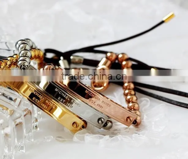 New design hot high grade jewelry letters leather bracelet for women