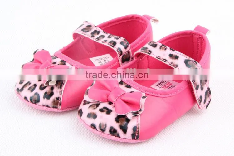 2014 fashion new arrival baby girls leopard leather shoe brand new baby girls leather shoes