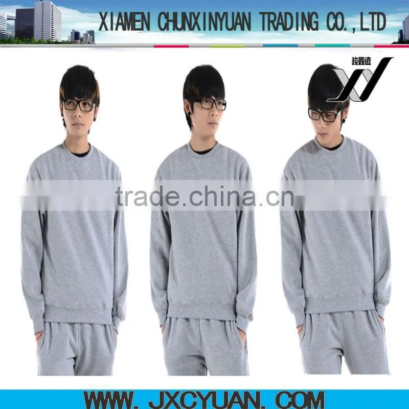 custom oem men plain cotton fleece sweat suits made in China