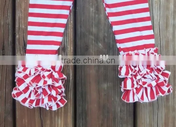 Wholesale Clothing In China,Baby Girls Knitted Cotton Striped Ruffle Pants,Toddlers 95% Cotton 5% Spandex Icing Legging