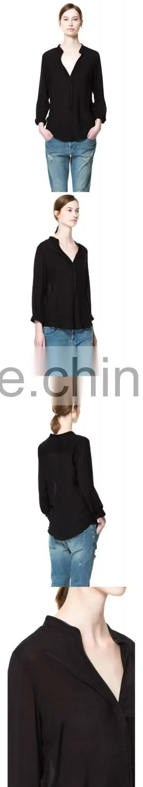 custom fashion blouse with front short and long back blouse women