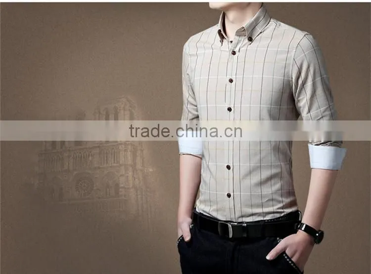 Han edition cultivate one's morality pure color cotton long sleeve shirt in the summer youth men's plaid shirt business and leis