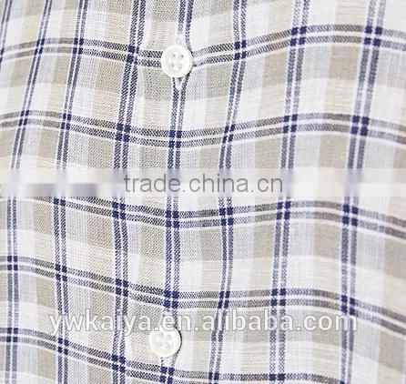 2015 LINEN SHORT SLEEVED SHIRT check classic collar business men shirts