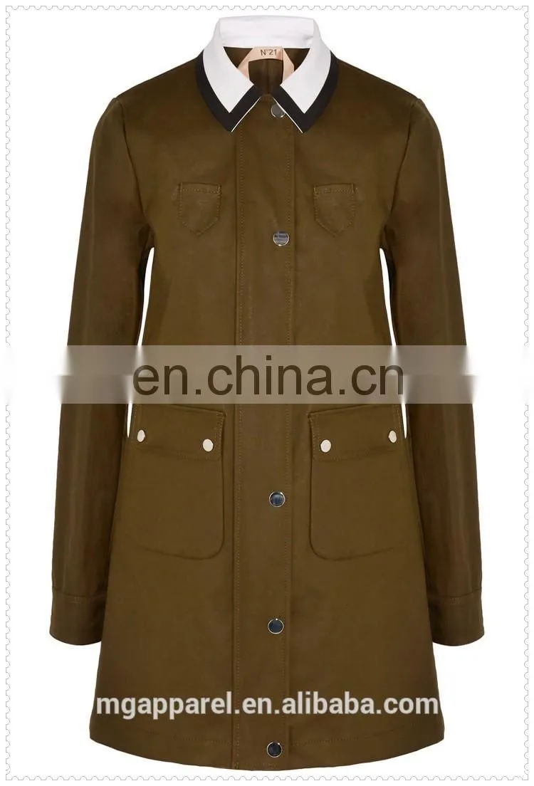 new arrival loose fit army green canvas western coats made in china