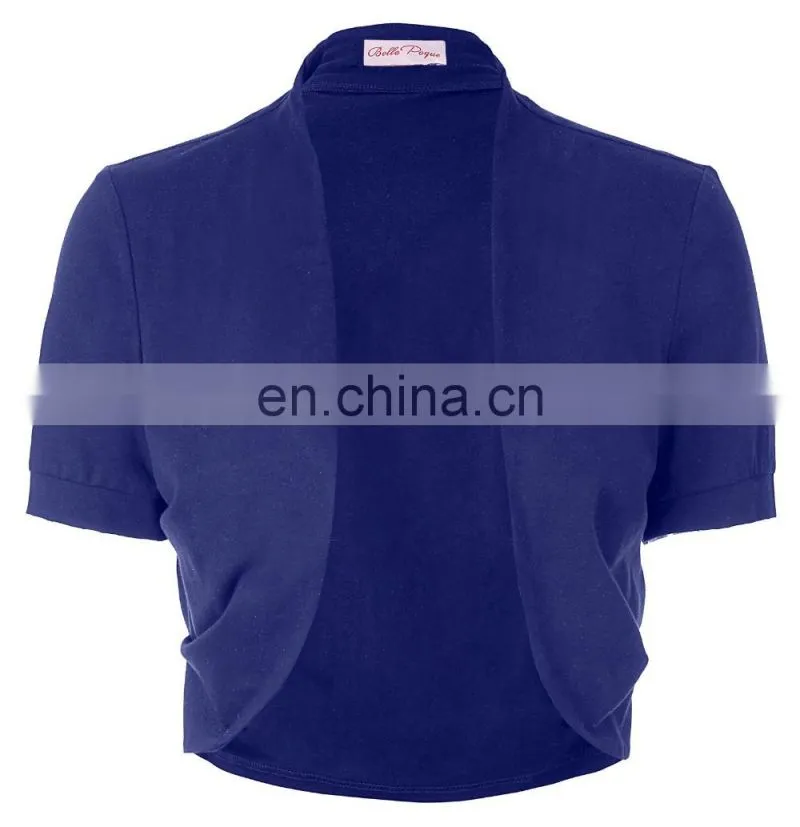 Belle Poque Women Short Sleeve Pleated Sides Cotton Bridal Shrug Bolero Dress Jacket BP000215-3
