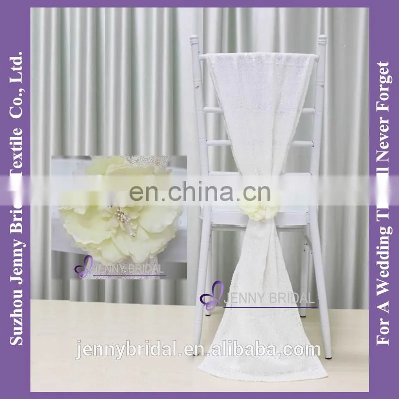 C385#33 snow white sequin chair wedding decoration bride sash
